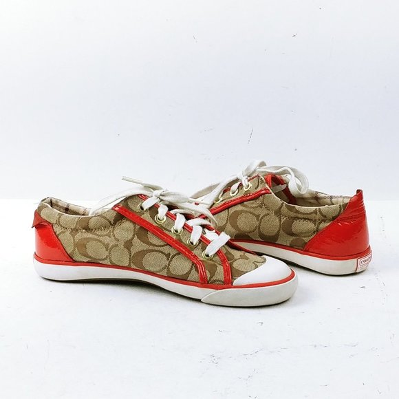 Coach Women's Low Rise Red Sneakers Size 8B - Picture 2 of 6